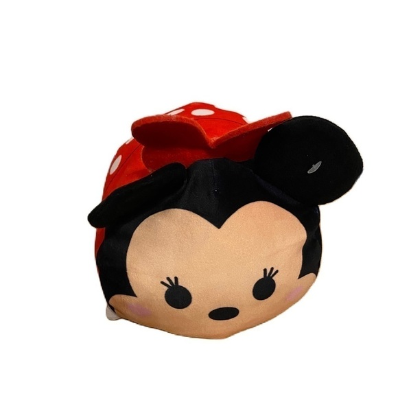 Disney Minnie Mouse Large Tsum Tsum Plush Stuffed Animal Red Black Kids Toy - Picture 1 of 6